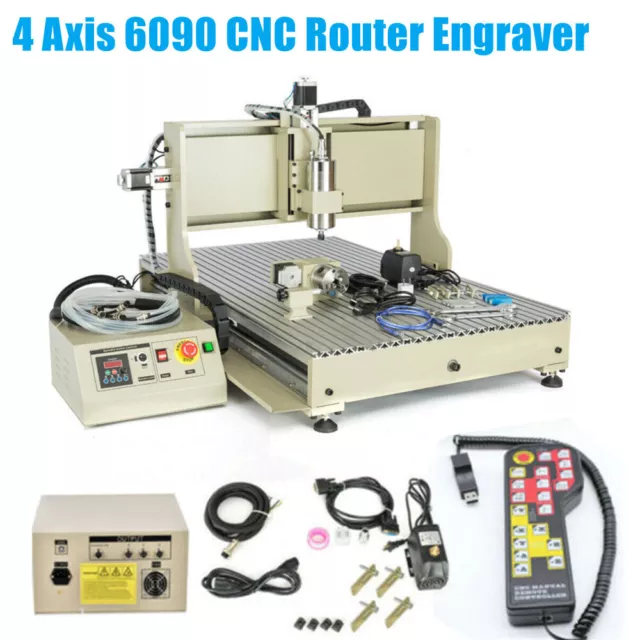 4-Axis 6090 CNC Router Engraver Wood Carving Milling Drilling Machine 3D Cutter