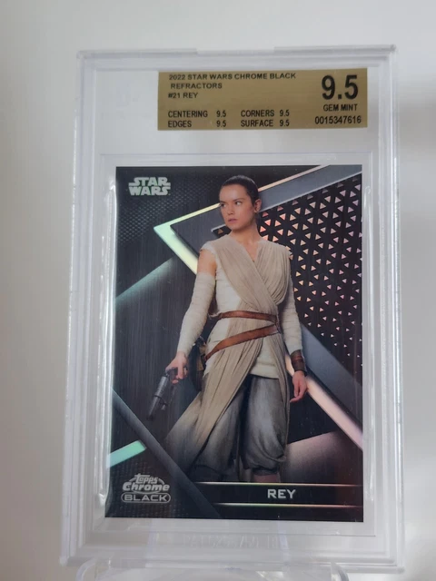 *BGS 9.5* Topps Star Wars Chrome Black *REFRACTOR #/199* REY