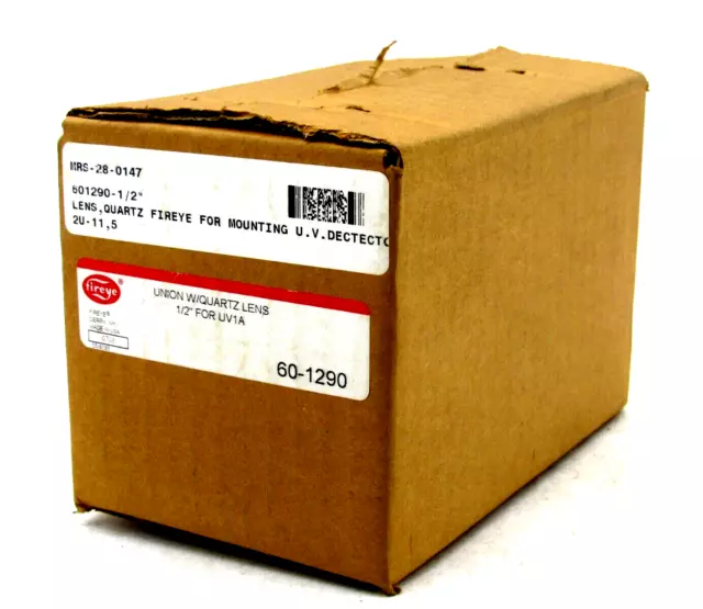 New Fireye 60-1290 1/2" Union W/Quartz Lens 601290