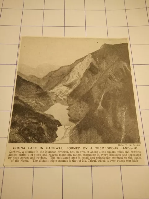 Gonna lake in garhwal phones by tremendous landslip Kumaon division c  1926