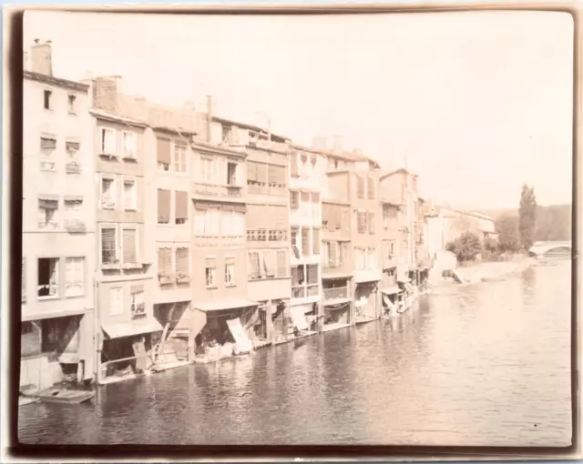 France, Metz, houses on the banks of the Moselle vintage print silver print print