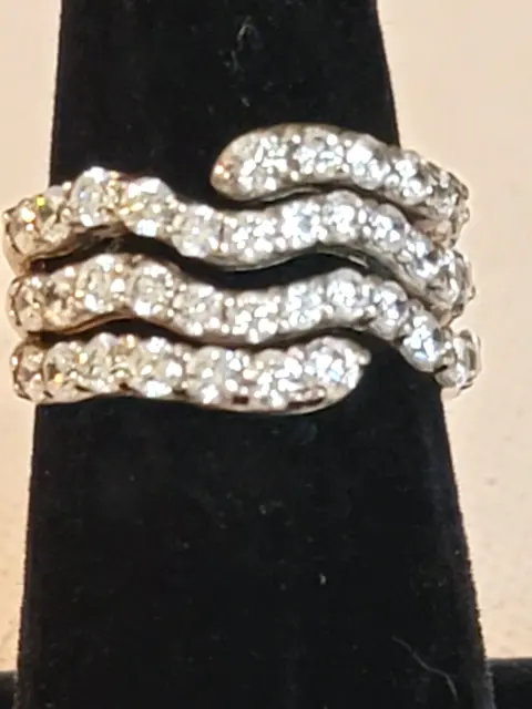 Vintage Sterling JOSE HESS Cluster CZ Wedding Statement Ring SZ 7 & 6 Gms  R216