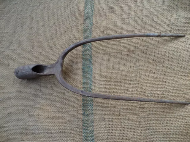 Antique Big Fork Pitchfork Hand Forged Iron Gardening Tool Vintage 19C 6