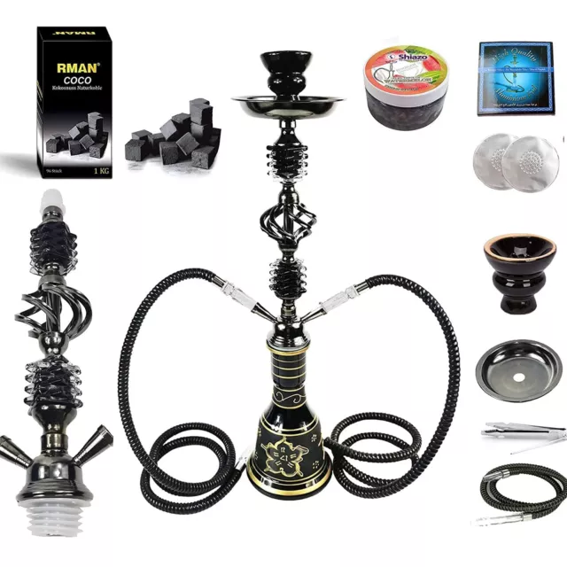 RMAN Wasserpfeife Shisha Set 55cm Hookah 100g Dampfsteine 1Kg Kohle Kohlezange