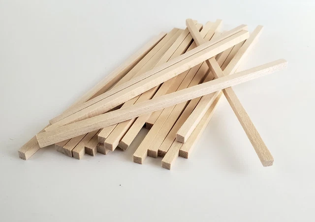 Wood Beams Posts 3/16 x 3/16 x 6" long x20 Basswood Model Making Dollhouses