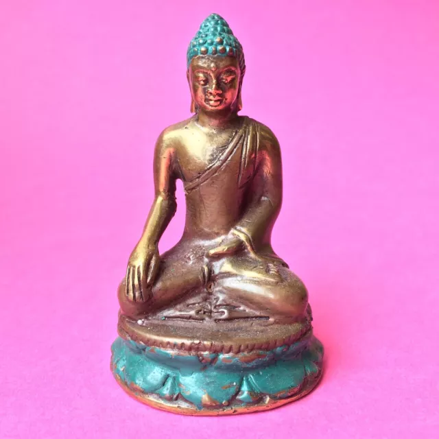 BRASS BUDDHA FIGURE Figurine ORNAMENT Statue BUDDHISM MEDITATION Sitting THAI