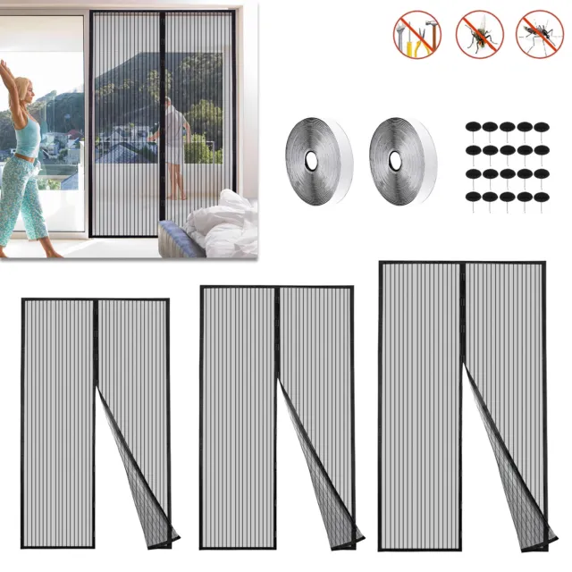 Cortina de puerta mosquitera protección contra insectos puerta imán puerta de terraza poliéster 1/2 pieza