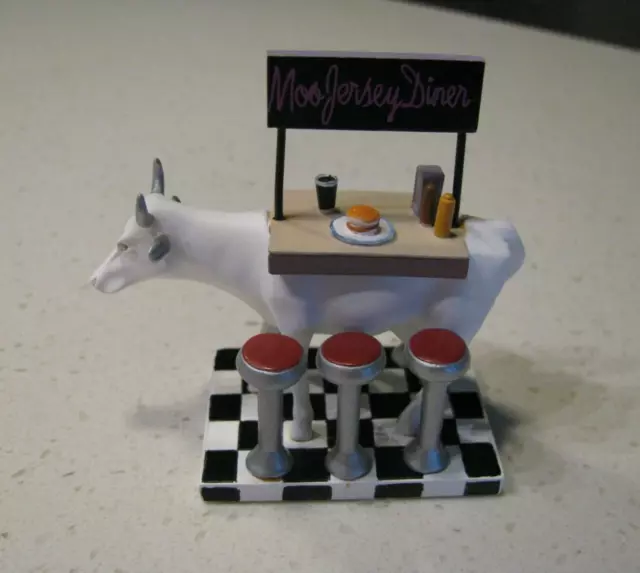 Cow Parade " Moojersey Diner " Cow Figurine Mini Moos Retired Htf! New W/Tags