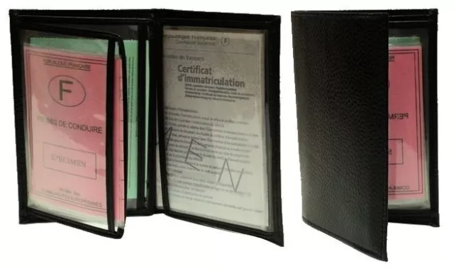 Porte-papiers croute de cuir – carte grise – permis de conduire – carte  d’identité – assurance – Fuchsia