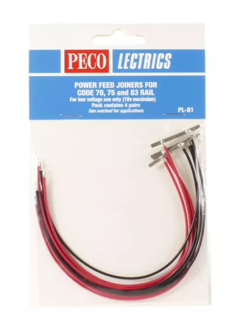 Peco Lectrics - Power Feed Joiners For C70, C75, C83  Rail (4 pairs) - PL-81