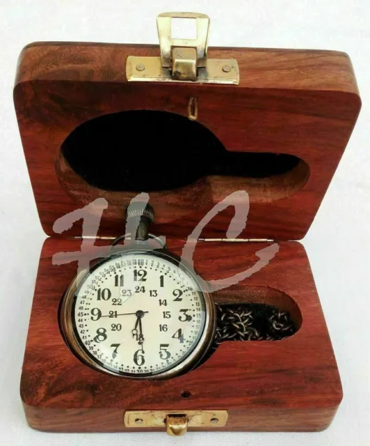 Messing Taschenuhr Uhrenkette Nautisch Vintage Geschenkbox Maritim Antik Stil