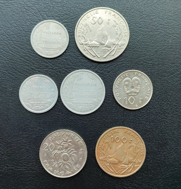 French Polynesia 1-2-10-20-50-100 Francs 1965-2006 Lot 7 Coins