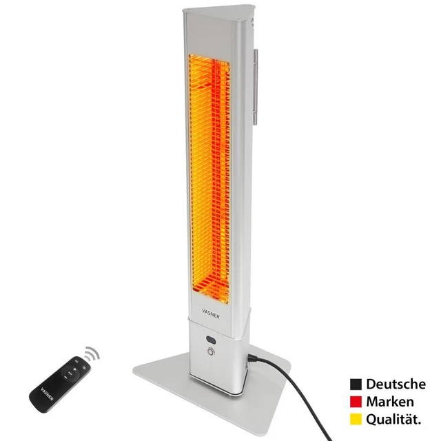 VASNER HeatTower Standheizstrahler Terrasse Heizstrahler Infrarot IP65 Silber
