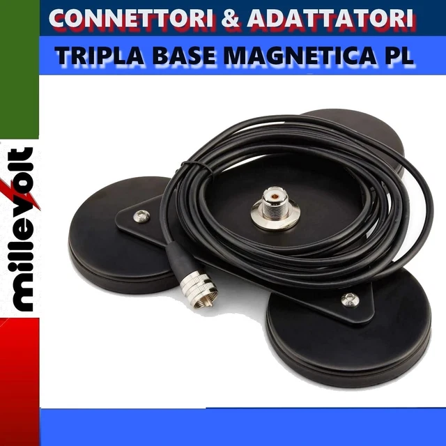 BASE MAGNETICA 14cm ATTACCO PL CON 4 METRI CAVO RG58 PER ANTENNA - Foto 3