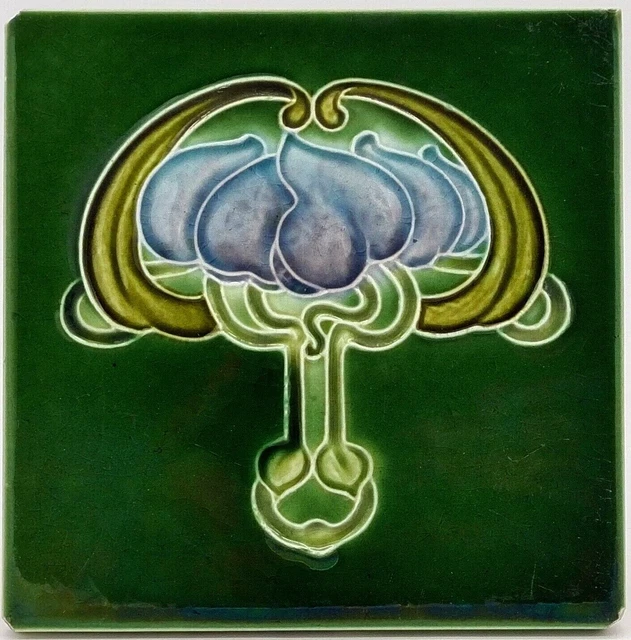 Antique Fireplace Tile Moulded Art Nouveau Majolica  By John Barratt C1907 Ae4