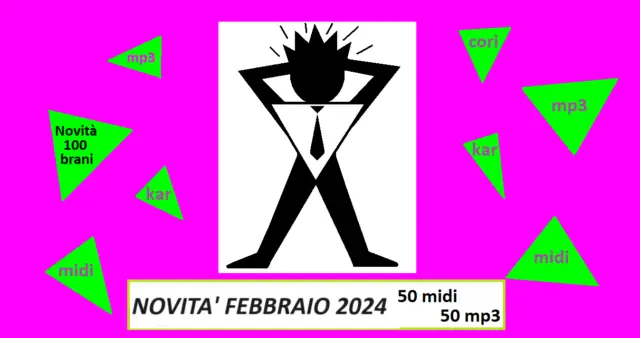 100 Basi karaoke 50 mp3 + 50 MIDI aggiornate febbraio Sanremo 2024 VOL.1