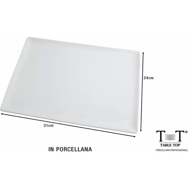 Vassoio piatto quadrato o rettangolare porcellana bianca table top