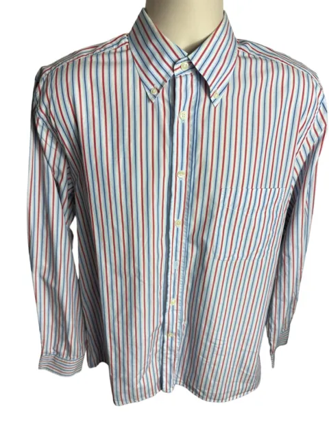 Mens Gant Vineyard Poplin Size Medium M Striped Button Up Long Sleeve Shirt Reg