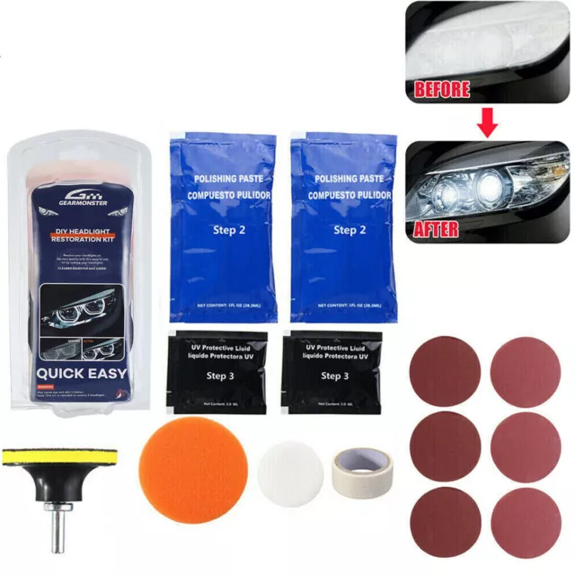 Car Headlight Lens Restoration Repair Kit Polishing Cleaner Cleaning Tools