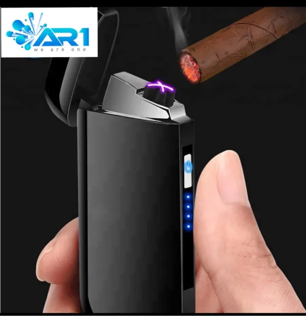 Arc Lighter Dual Electric USB Rechargeable Plasma Windproof NO flame small Cigar