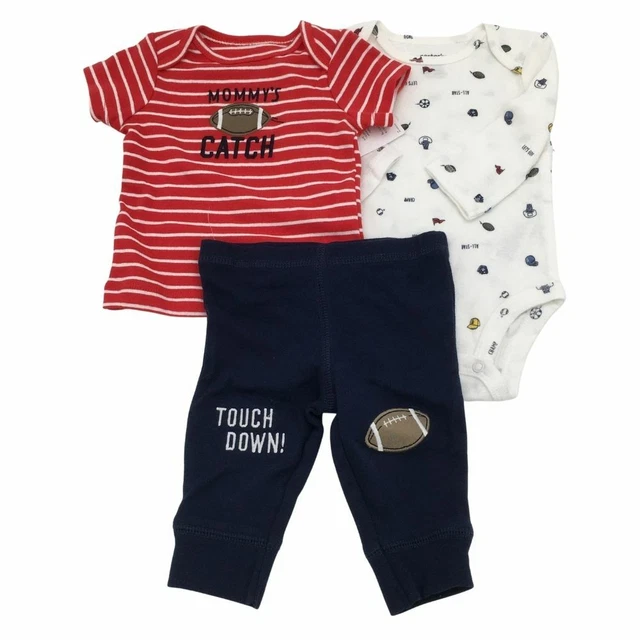 New Carters Baby Boys Infants 3 Piece Bodysuits and Pants Layette Outfit Set