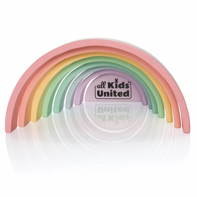 XXL Regenbogen aus Holz Bausteine Motorik Holzspielzeug Kinder Spielzeug 8-TLG