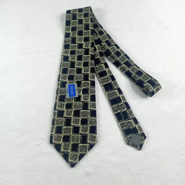 New KENZO Homme Geometric Design Black Tie Made in Japan