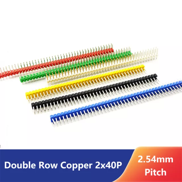 2.54mm Pitch Double Row Copper 2x40P Male Pin Header PCB Connector Strip Header