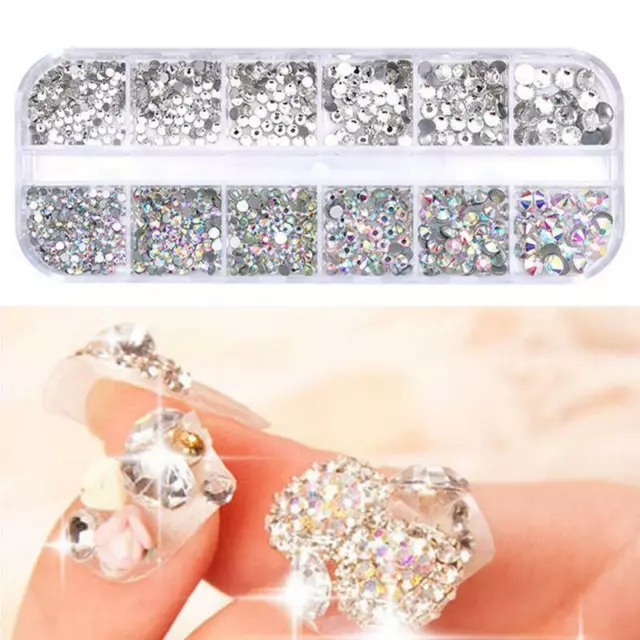 Strass Cristal Diamant 12 Dimensions Manucure Faux Ongles Nail Art Vendeur FR