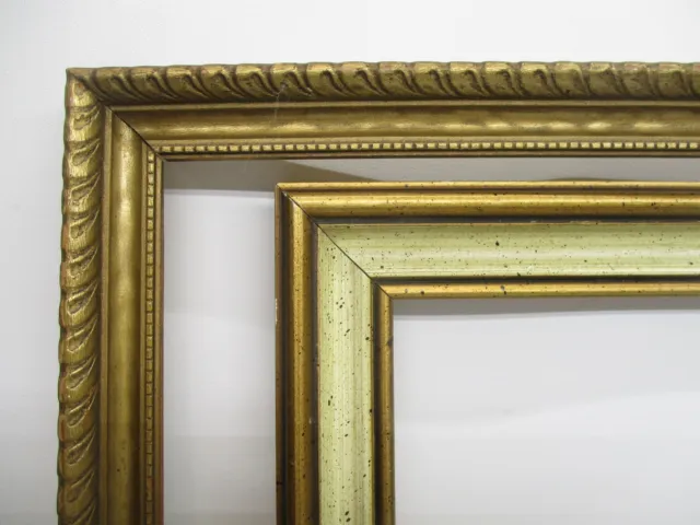 Lot of 2 Old/Vtg Solid Wood Gold Picture Frames Fits 20"X18" And  18" X 24"