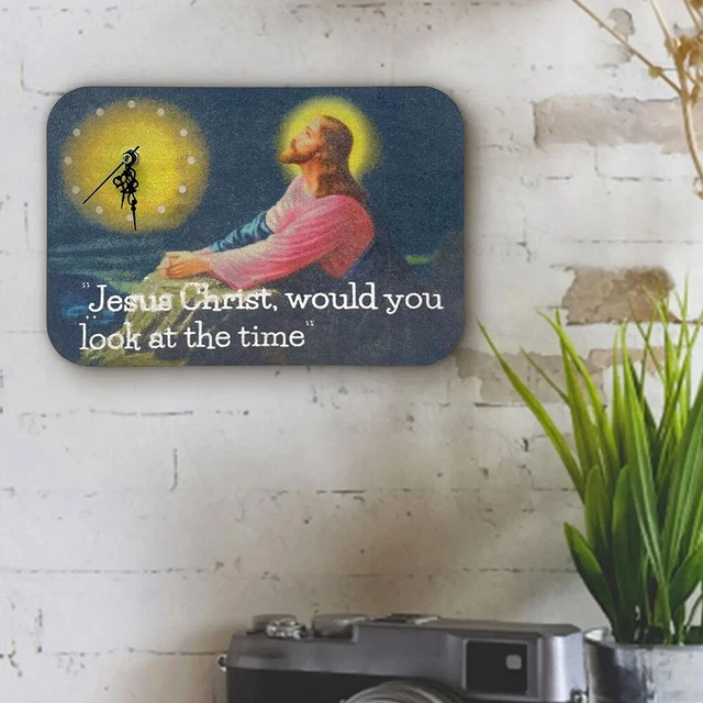 JESUS CHRIST LOOK at The Time Clock Wooden Modern Design Wall Clock
