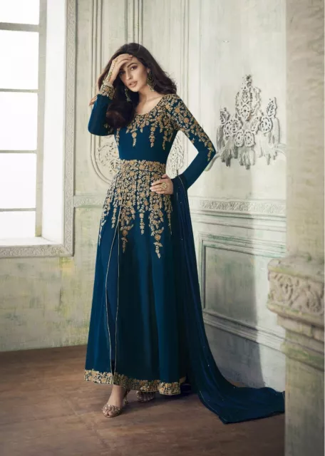 BRIDAL HEAVY WEDDING Designer Party Wear Indian Suit Function Long Anarkali  Gown £38.23 - PicClick UK