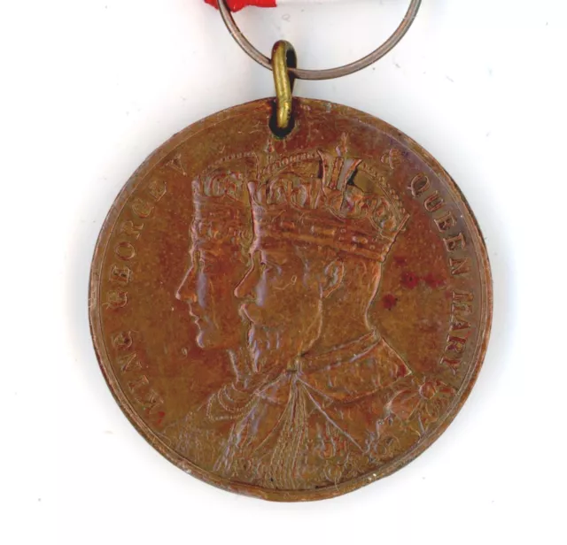 Coronation of King George V 1911 medal medallion Govan antique bronze #26 Royal