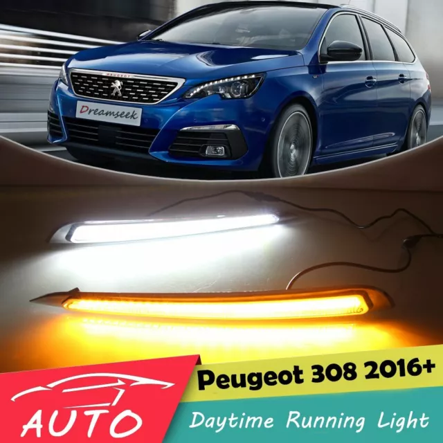 LED DRL Lumière de Circulation Diurne Feux Jour pour Peugeot 308 2016 2017 2018