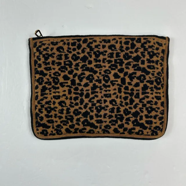 Chico's Leopard Print Travel Cosmetics Accessories Soft Bag Zip Pouch