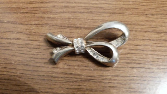 Grande Broche Vintage à Strass Irisés - Monture Métal Doré - Diamètre 48mm - Occasion