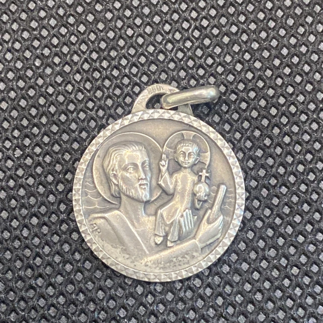 Pendentif Ancien En Argent Massif 925 - Breloque Religieuse Vierge - Occasion