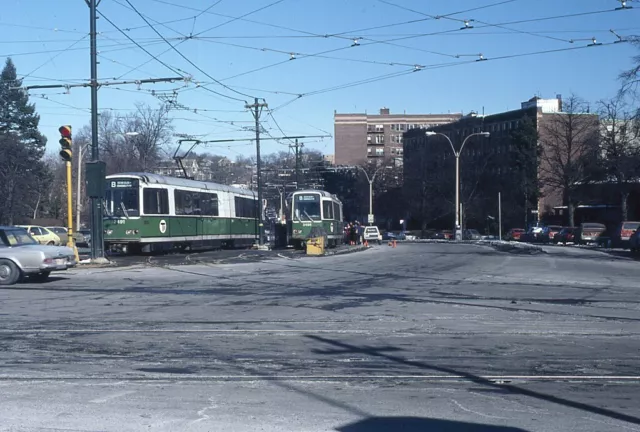 Trolley Slide - T MBTA #3491 #3495 LRV Transit Train Car 1981 Commonwealth Ave