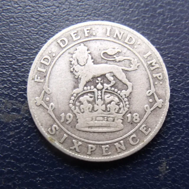 1918 Sixpence King George V Silver