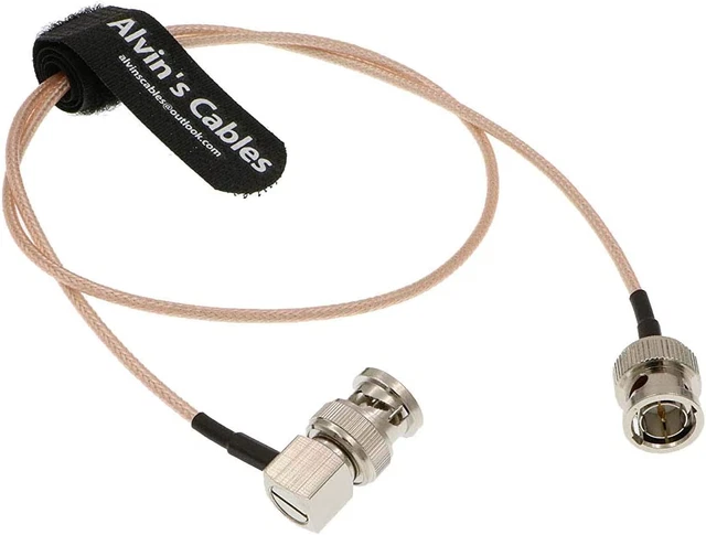 Cable coaxial Alvin's Cables BNC macho a macho ángulo recto RG179 para video BMCC
