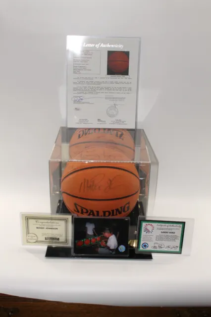 SIGNED  JSA LOA + 2 Player Cert Magic Johnson & Larry Bird Autograph Basketball