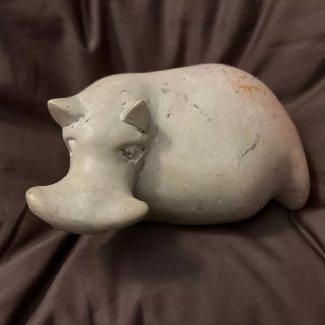 Hand Carved Soap Stone Hippo Hippopotamus Animal Sculpture Figurine