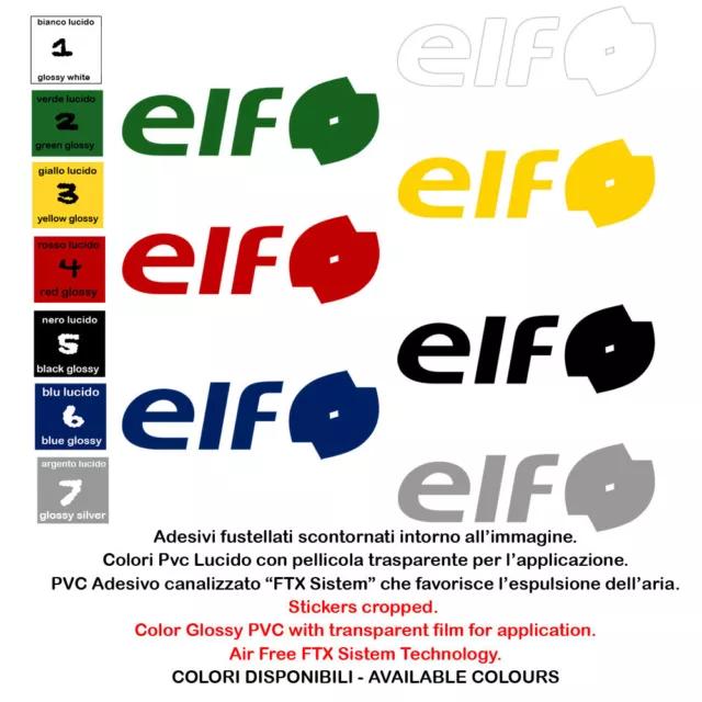 Elf sticker sponsor helmet moto adesivi vinile pre spaziato moto 4 pz. cm. 10-15