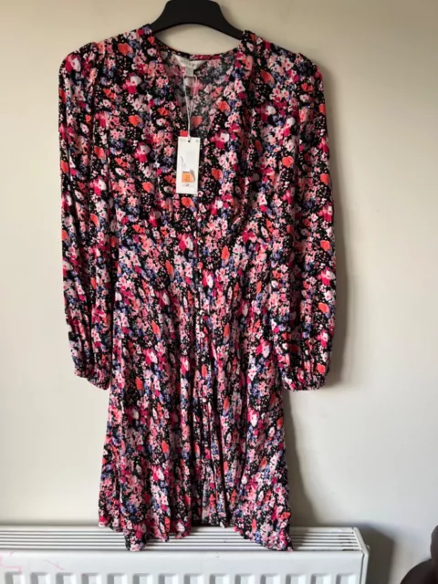 Marks & Spencer M&S ladies X-Ghost Floral Short Tea Dress Size 10 Pink Red