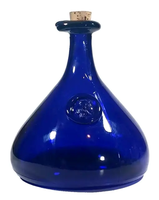 Large Kastrup Holmegaard Cobalt Blue Viking Glass Carafe Ships Decanter Bottle