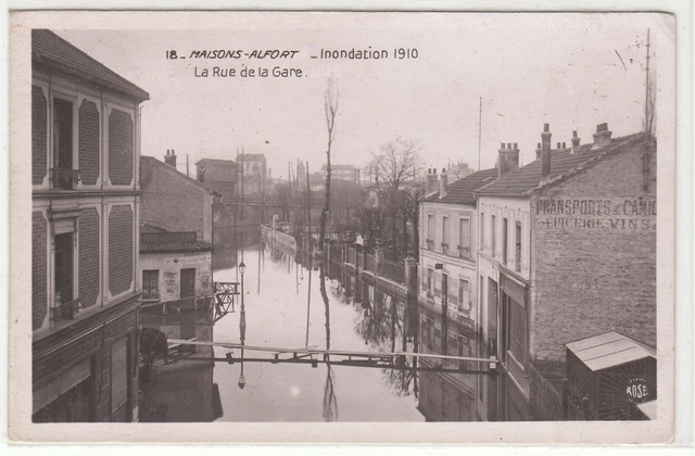 Carte Postale Maison Alfort Innondation 1910 La Rue De La Gare