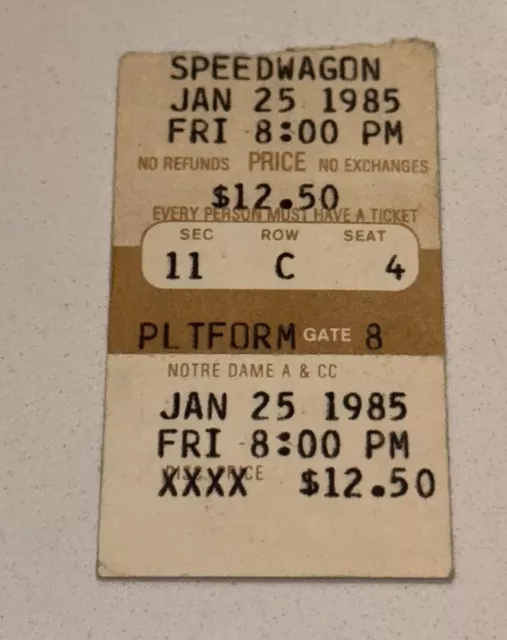 1/25/85 REO Speedwagon Cheap Trick Concert Notre Dame Campus ACC Ticket Stub