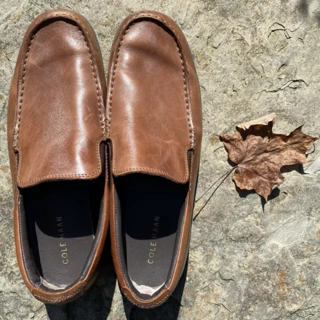 COLE HAAN MENS Hughes Grand Venetian II Loafers Shoes Black Leather Moc Toe 10 M 28.99 PicClick