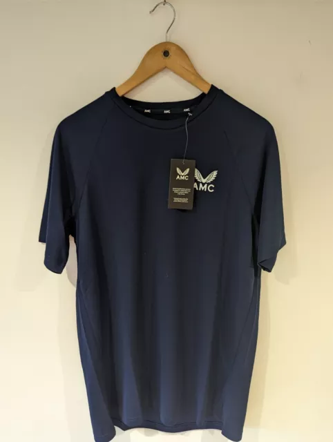 New Mens Castore AMC Tennis Athletic Training Navy Blue T-Shirt Size Medium