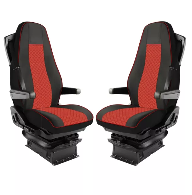 Hochwertige Sitzbezüge für VOLVO FH 3 LKW Euro 5 Zubehör 2 Stück Set  Schwarz Rot